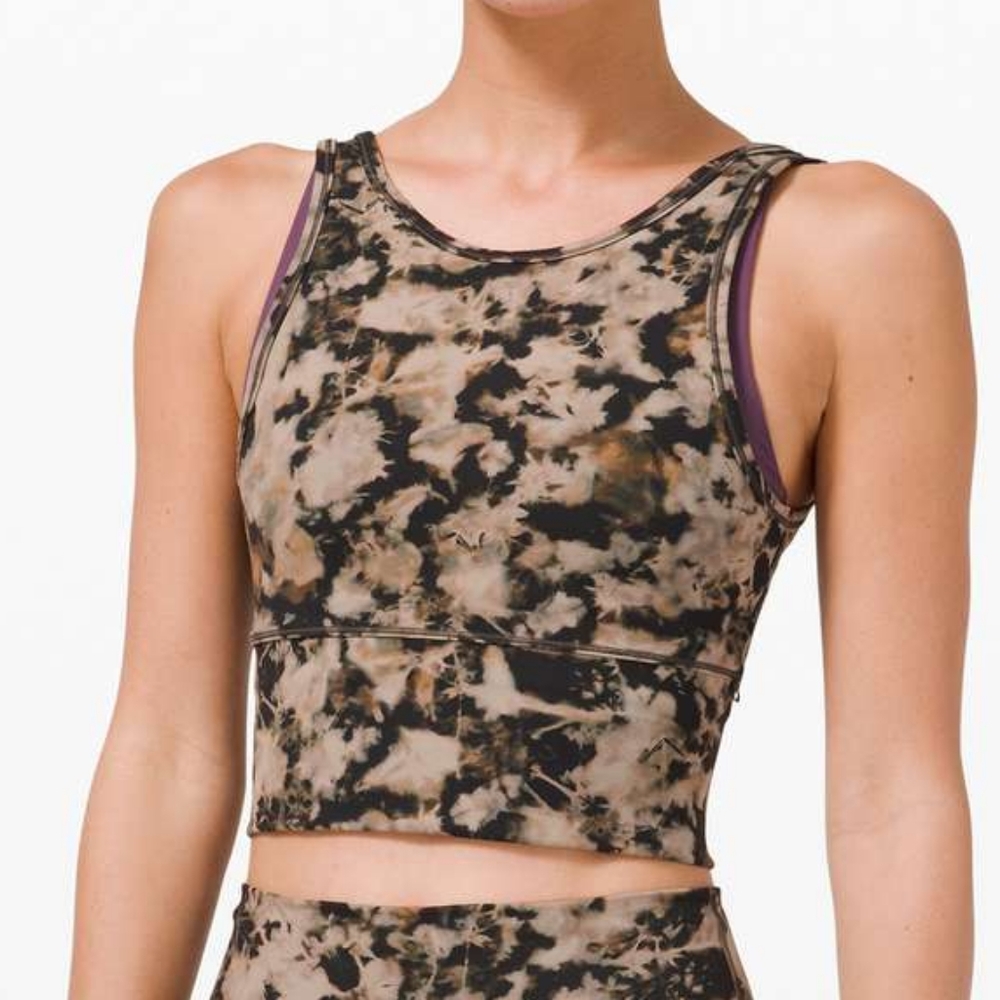 Lululemon Reversible Power Pivot Tank Top Everlux Dispersed Light Raw Linen